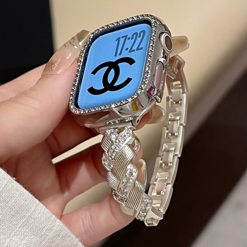 Wheat Spike Diamond-Encrusted Metal Starlight Watch Band for Apple Watch Female
