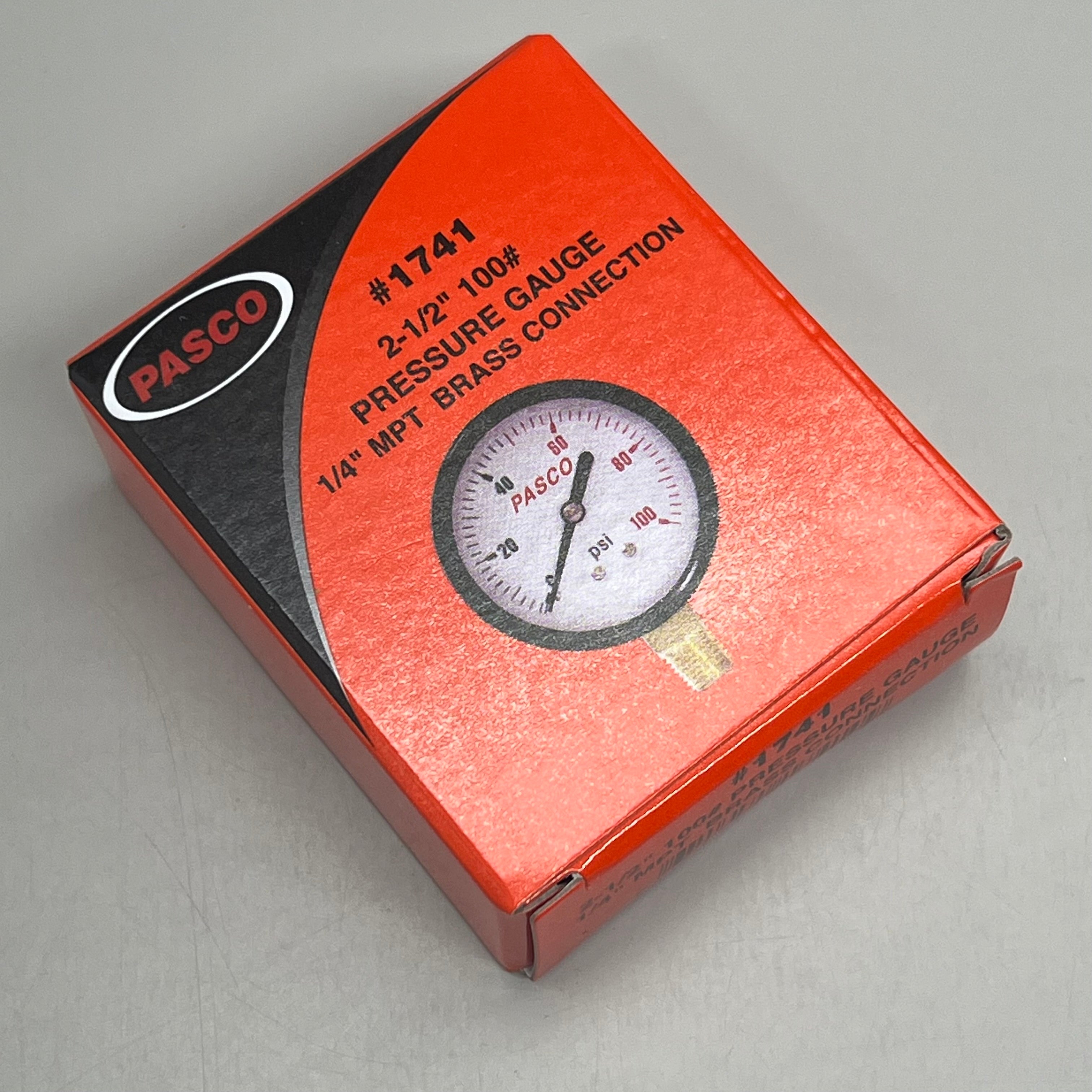 PASCO (2 PACK) Pressure Gauge 1/4" MPT Brass Connection 2-1/2" 100 PSI 1741