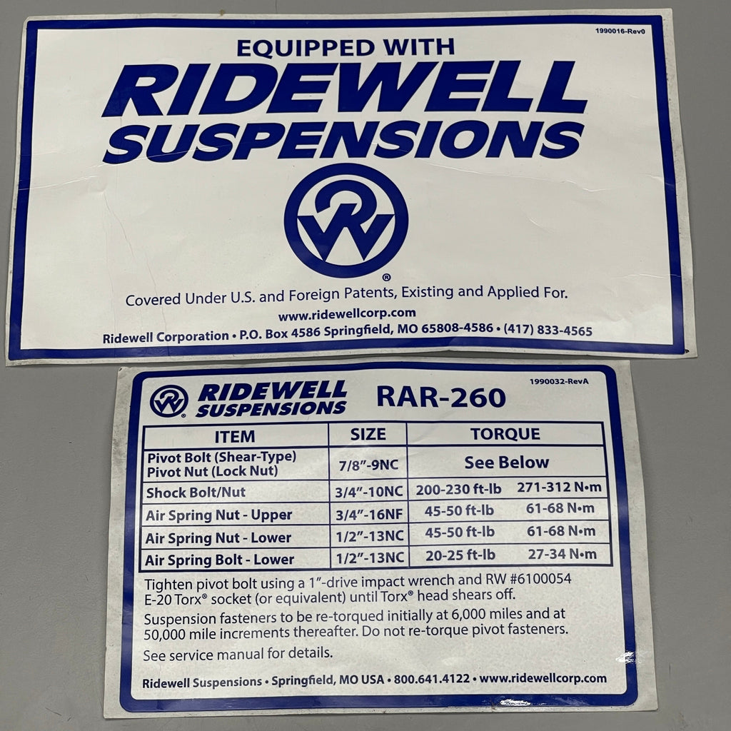 RIDEWELL Suspension Parts Cushion air Springs Shock Absorber GOODYEAR 6000196