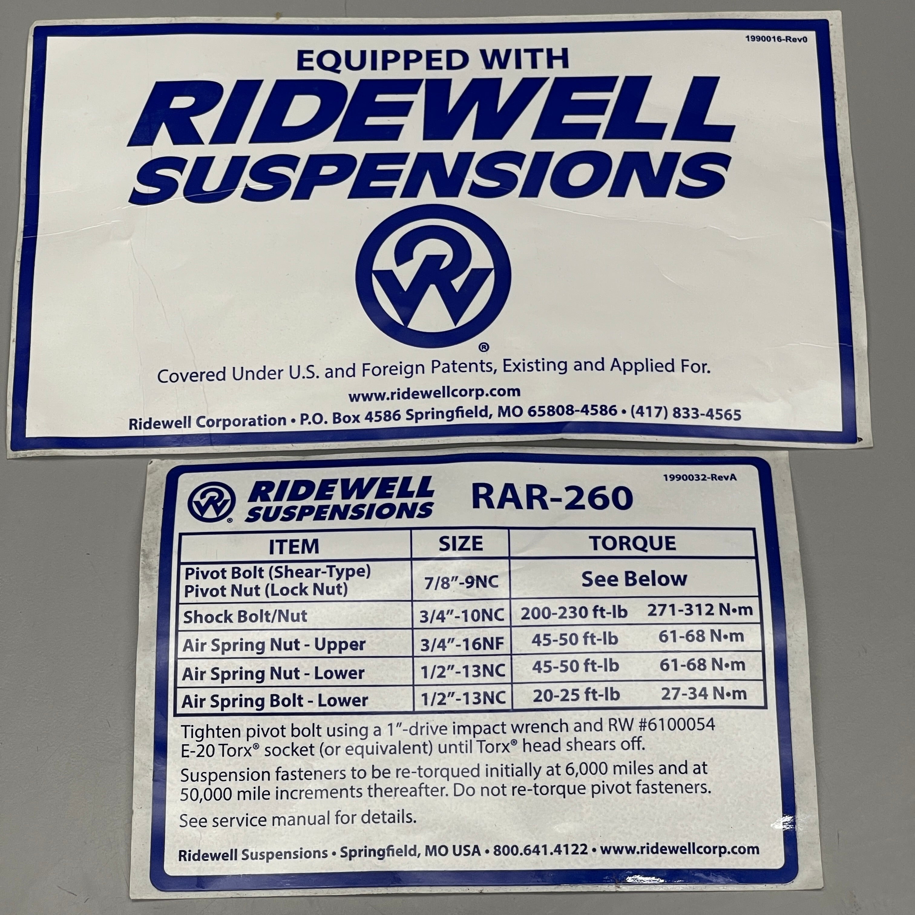 RIDEWELL Suspension Parts Cushion air Springs Shock Absorber GOODYEAR 6000196
