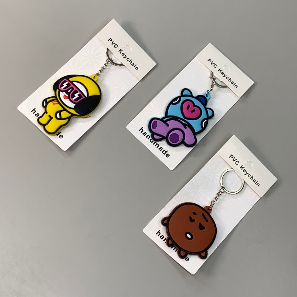 BTS 3-PACK! Kpop Korean Little Figure Tag Keychains of Characters Mang, Shooky & Chimmy (New)