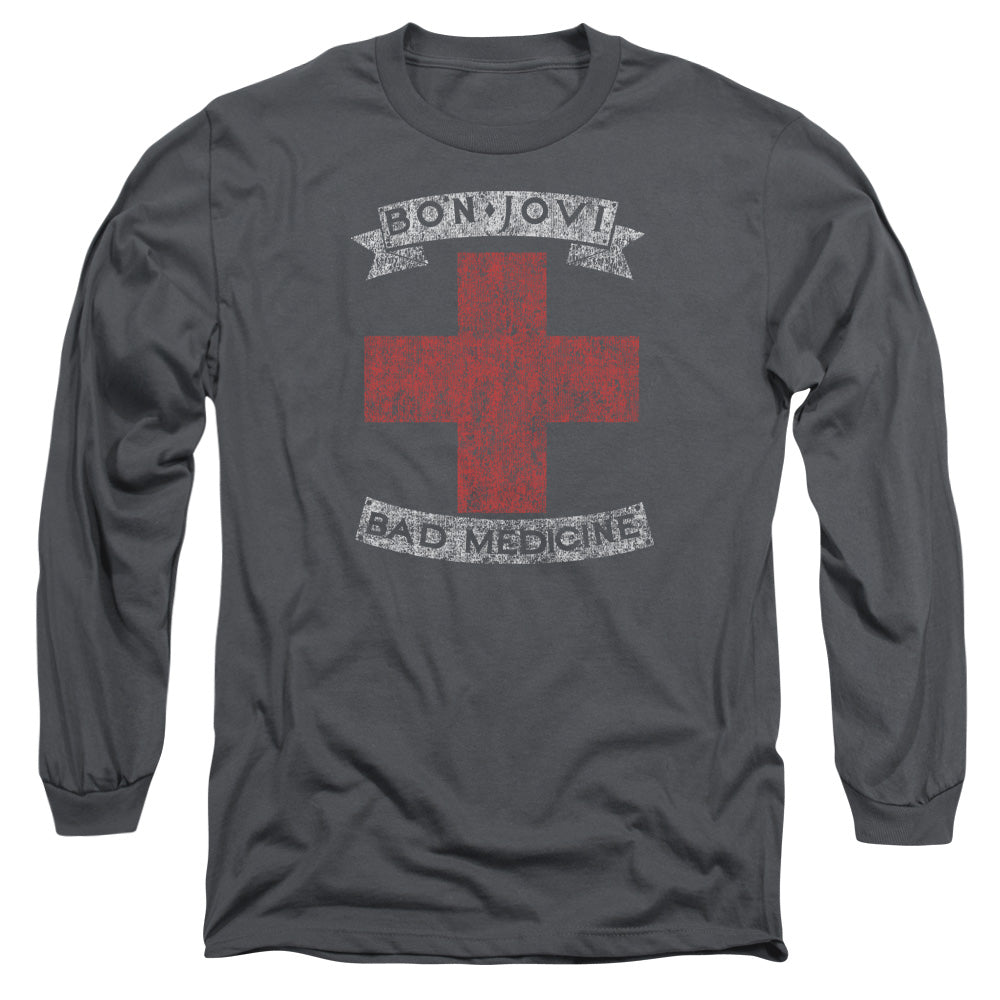 Bon Jovi Bad Medicine Mens Long Sleeve Shirt Charcoal Officially Licensed