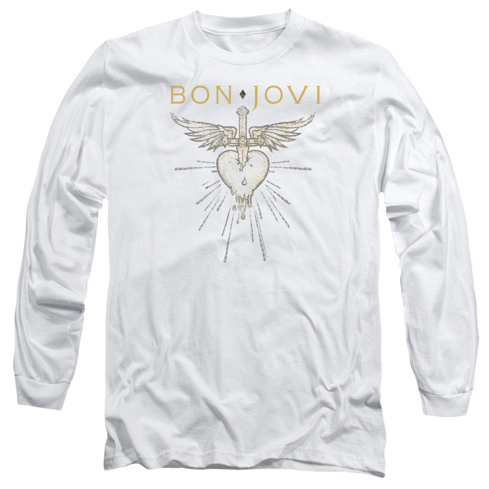 Bon Jovi Greatest Hits Mens Long Sleeve Shirt White Officially Licensed