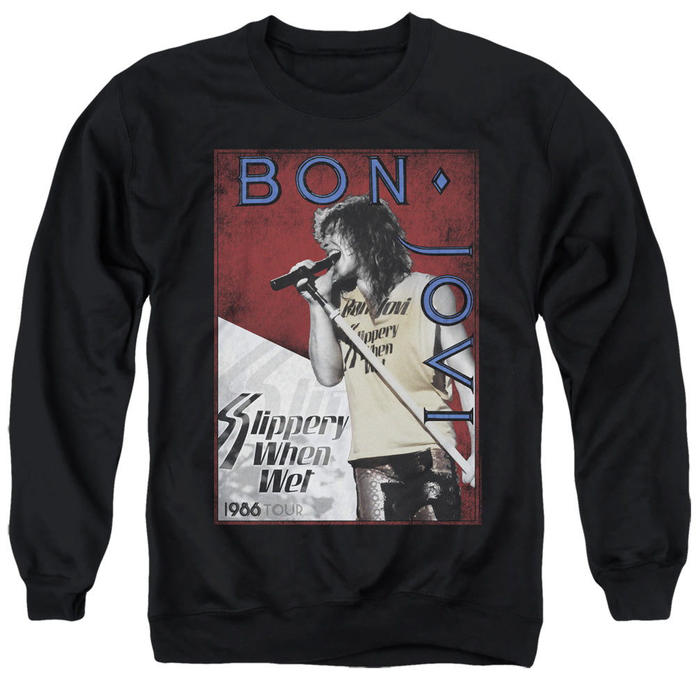 Bon Jovi 86 Tour Mens Crewneck Sweatshirt Black Officially Licensed