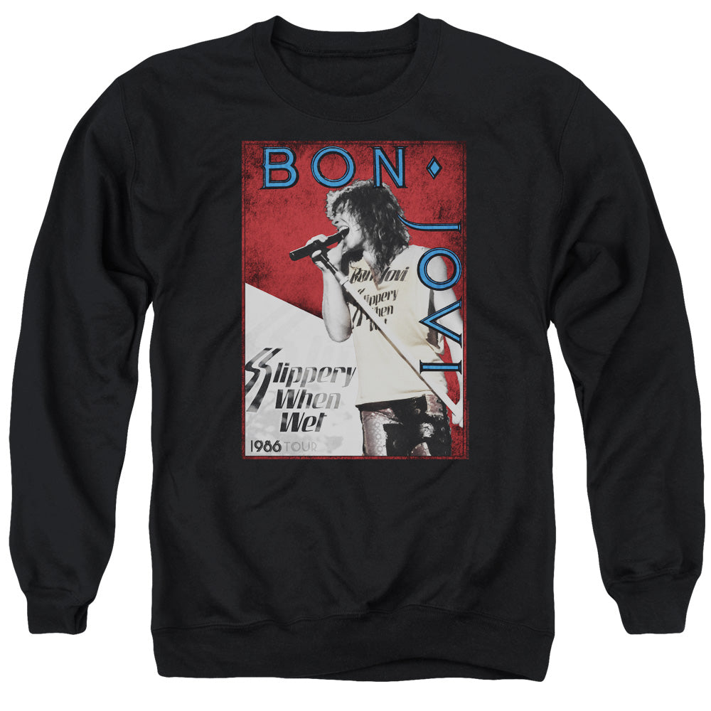 Bon Jovi 86 Tour Mens Crewneck Sweatshirt Black Officially Licensed