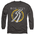 Bon Jovi Slippery When Wet World Tour Mens Long Sleeve Shirt Charcoal Officially Licensed