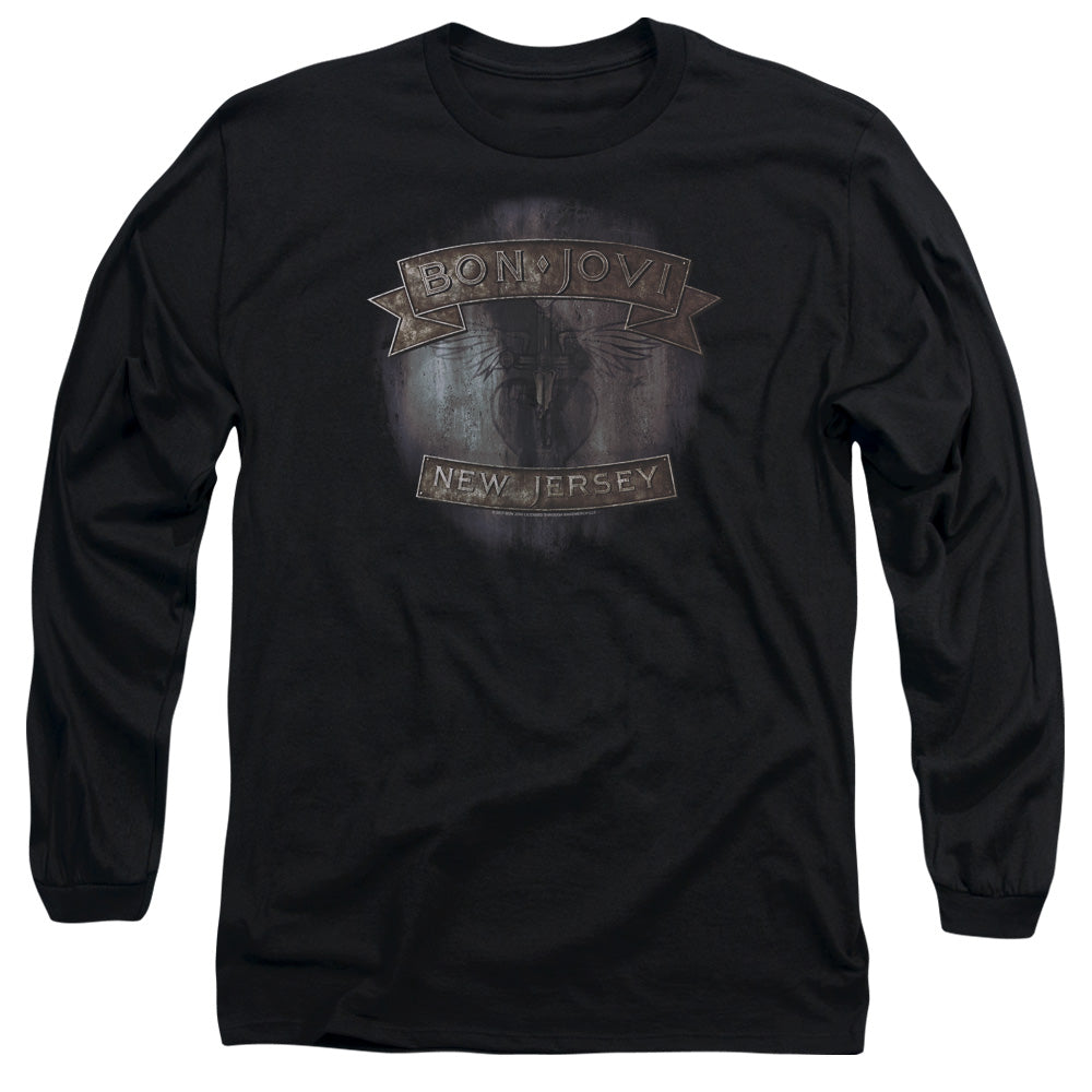 Bon Jovi New Jersey Mens Long Sleeve Shirt Black Officially Licensed