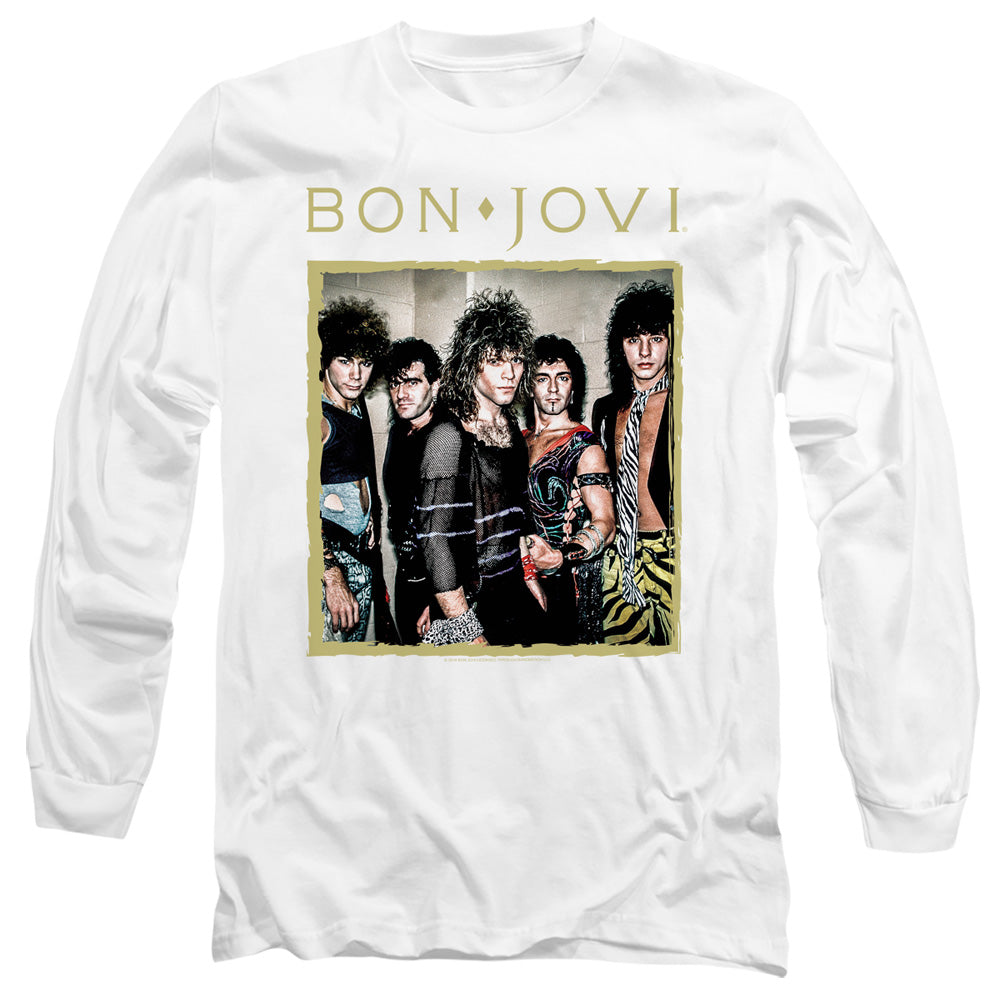 Bon Jovi Framed Mens Long Sleeve Shirt White Officially Licensed