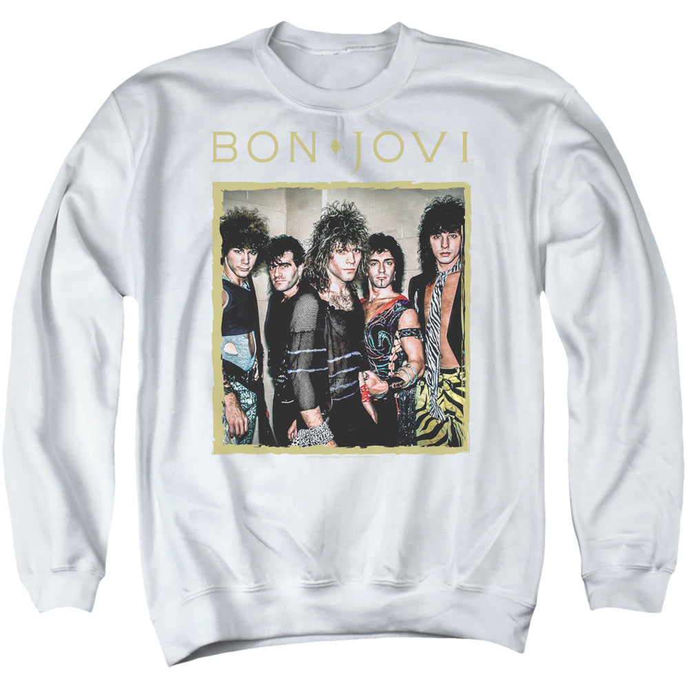 Bon Jovi Framed Mens Crewneck Sweatshirt White Officially Licensed