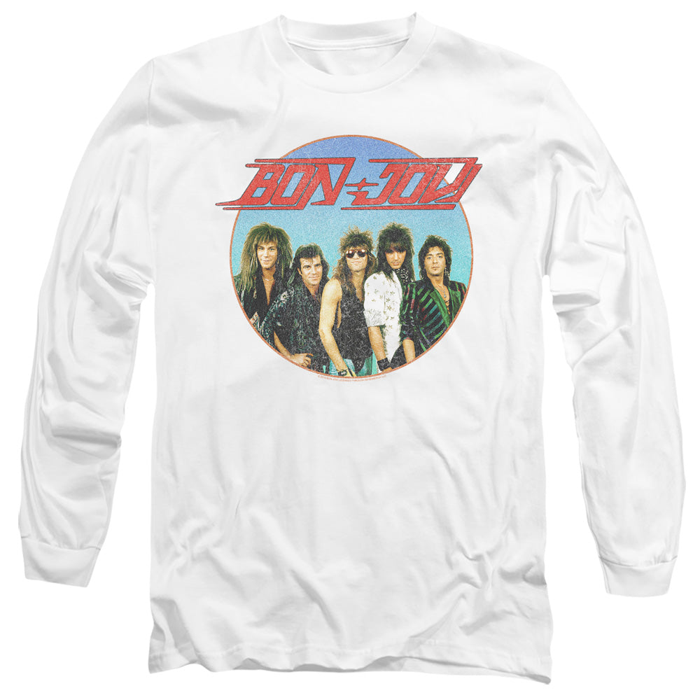 Bon Jovi Bon Sphere Mens Long Sleeve Shirt White Officially Licensed