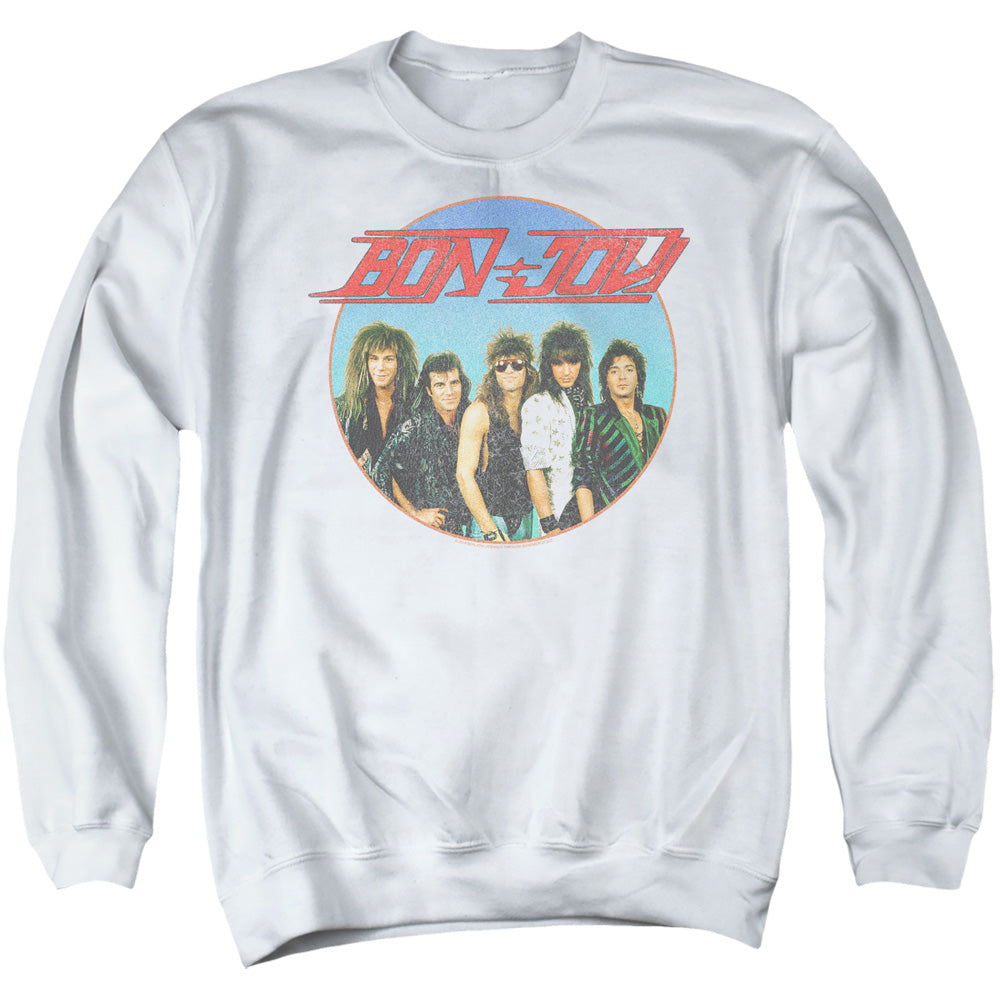 Bon Jovi Bon Sphere Mens Crewneck Sweatshirt White Officially Licensed