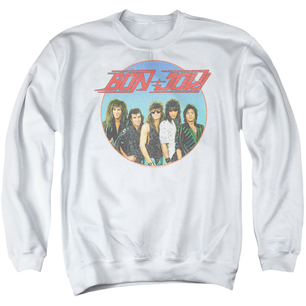 Bon Jovi Bon Sphere Mens Crewneck Sweatshirt White Officially Licensed