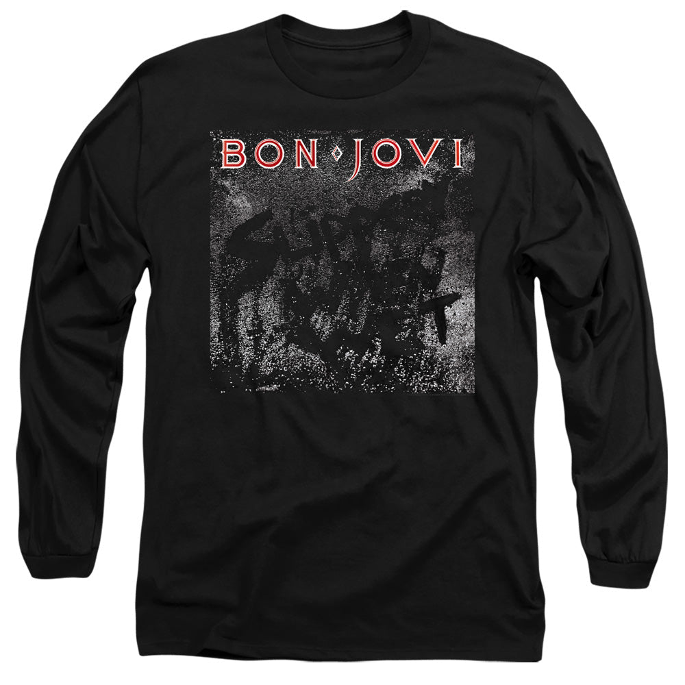 Bon Jovi Slippery Cover Mens Long Sleeve Shirt Black Officially Licensed