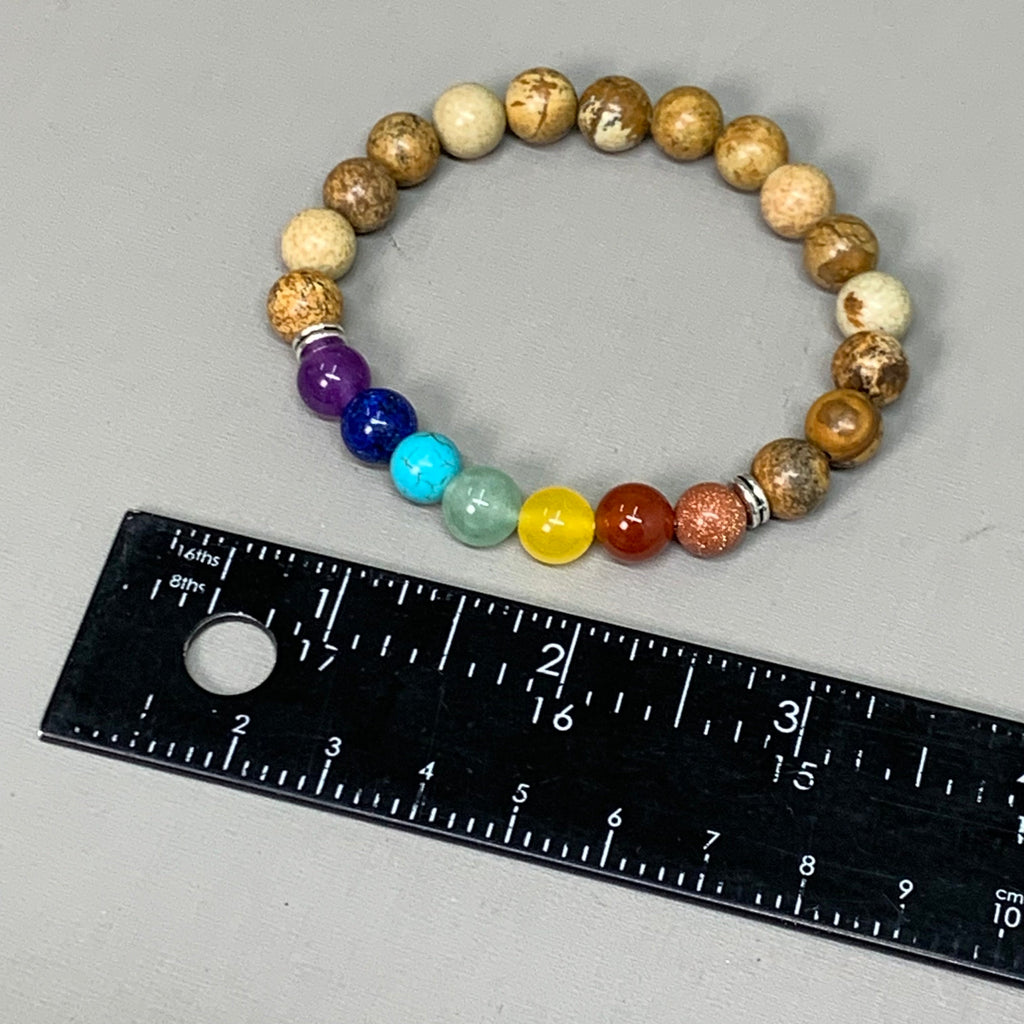 BEST WHOLESALE (12 PACK) Beaded Light Brown Rainbow Crystal Bracelets 3" New