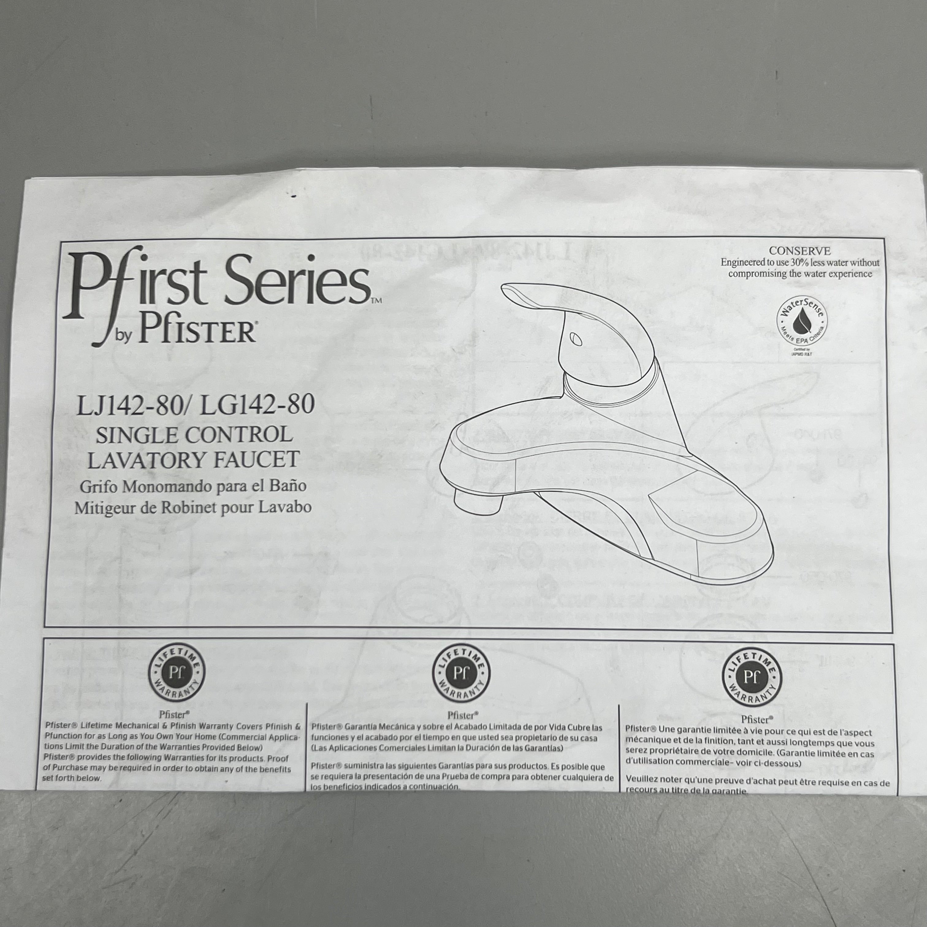 PFISTER Pfirst Series Bathroom Faucet LJ142-800C 4” Centerset Lavatory Faucet