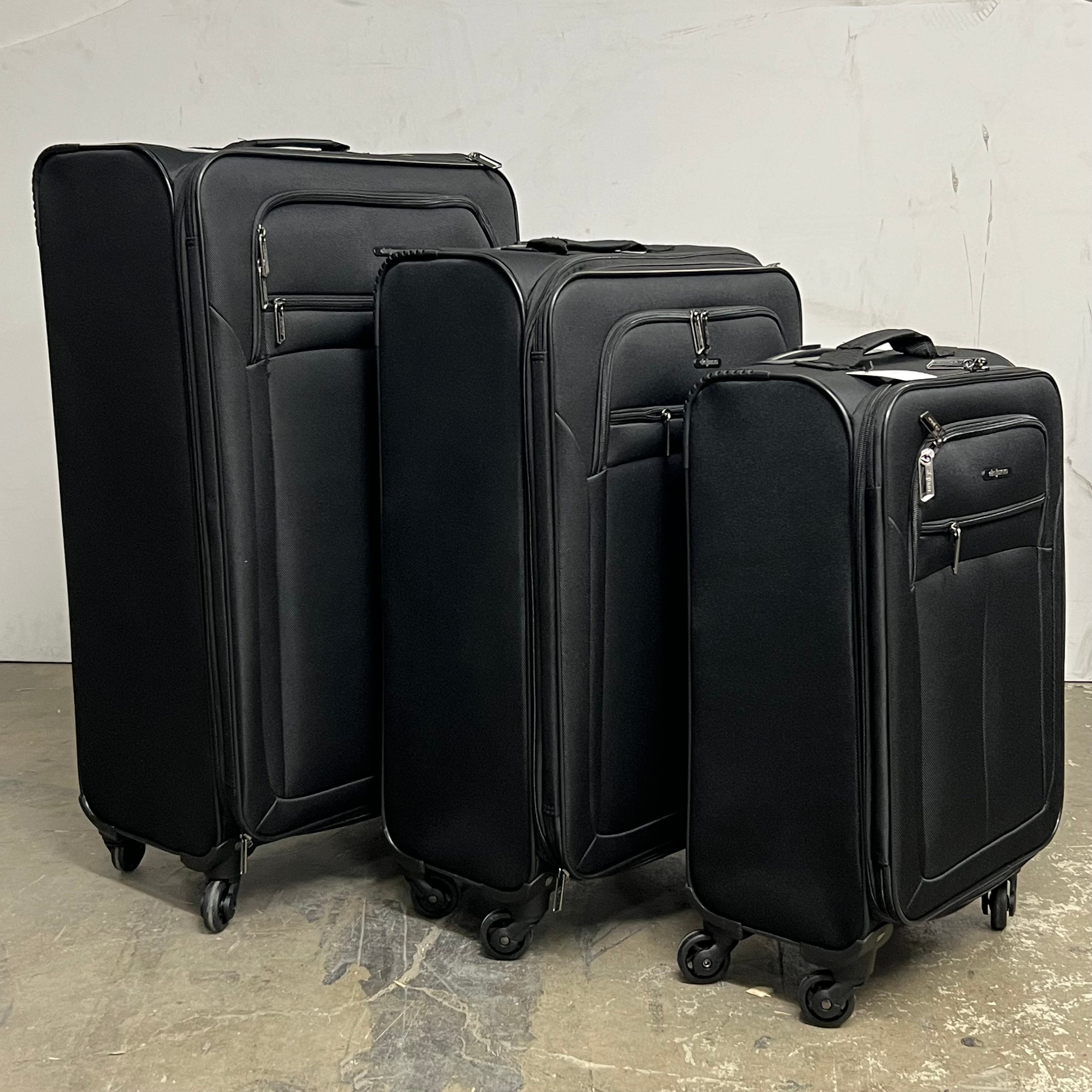 DEJUNO (3 PACK) Lightweight Expandable Spinner Luggage Suitcase Set Black 2302DJBF