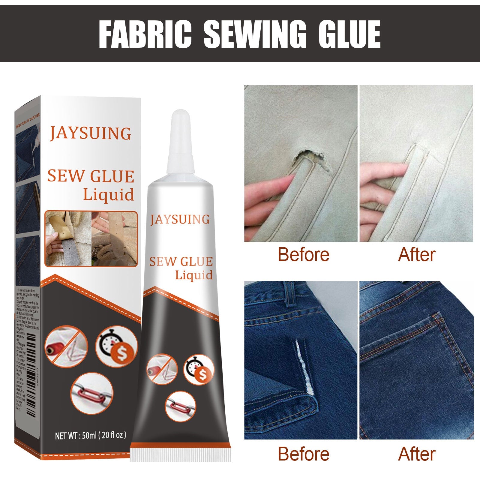 Fabric Sewing Glue, Fabric Sewing Rubber Shoe Pad Clothes Jeans Torn Repair Fabric Glue