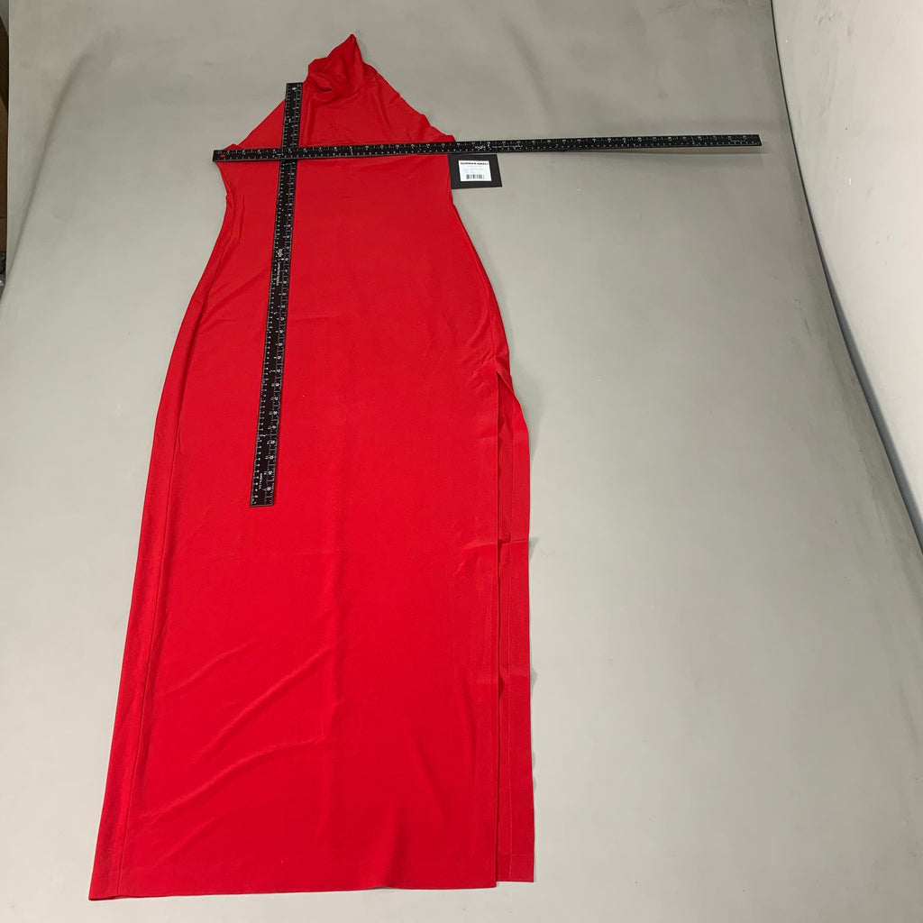 NORMA KAMALI Halter Turtle Side Slit Gown SZ M/38 Red KK4223PL236004 (New) no