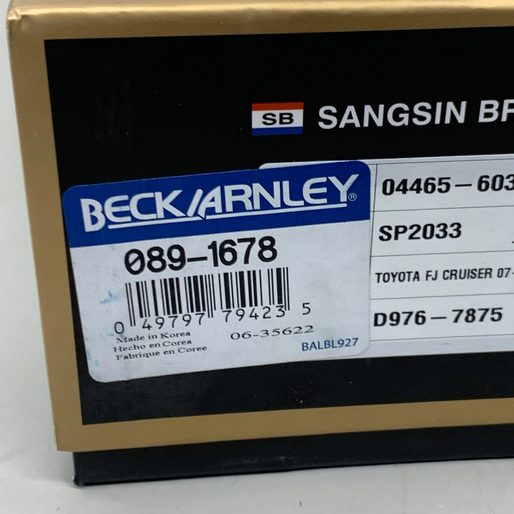 BECK ARNLEY Disc Brake Pad for Toyota & Lexus 089-1678