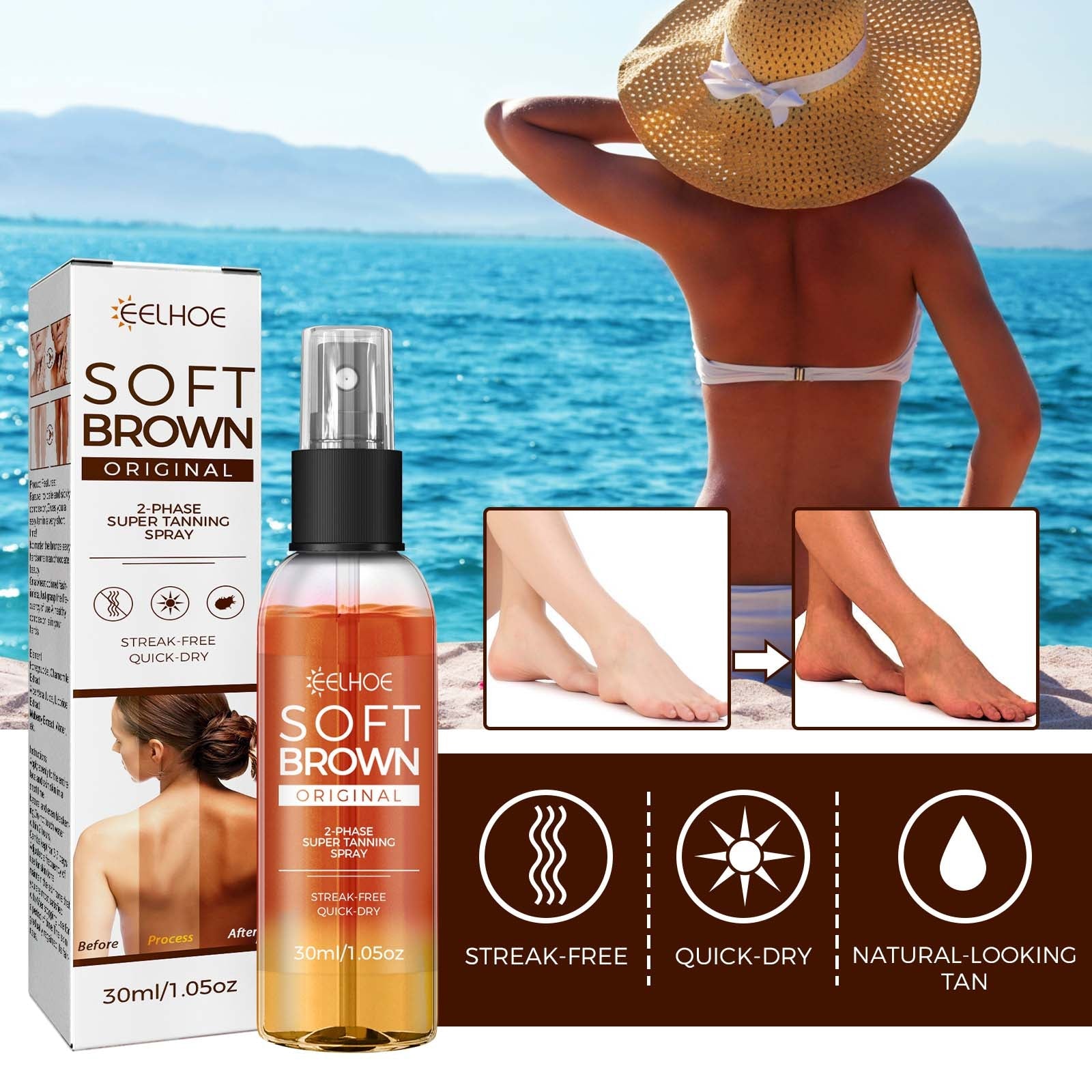 Helps Tan Spray, Helps Black Refreshing Natural Bronzer Wheat Color Helps Tan Spray