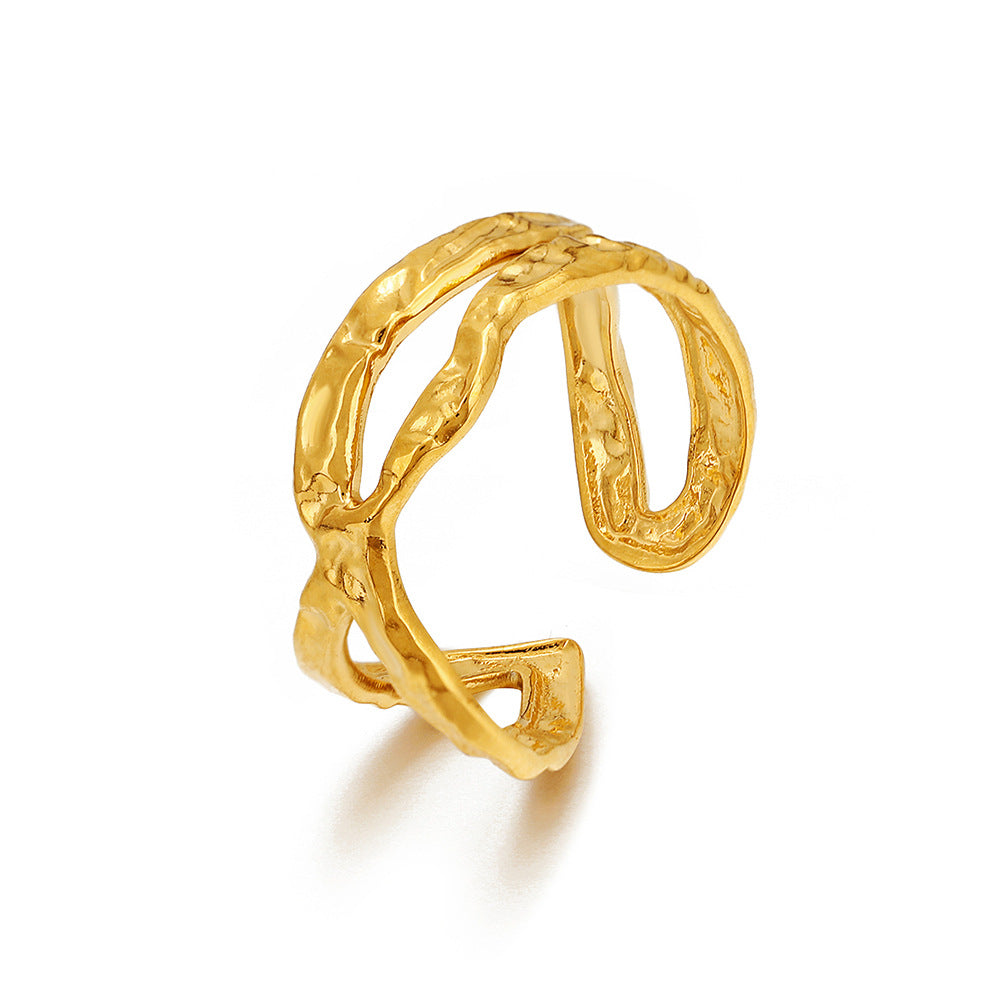 European and American fashion personality simple line cross opening ring