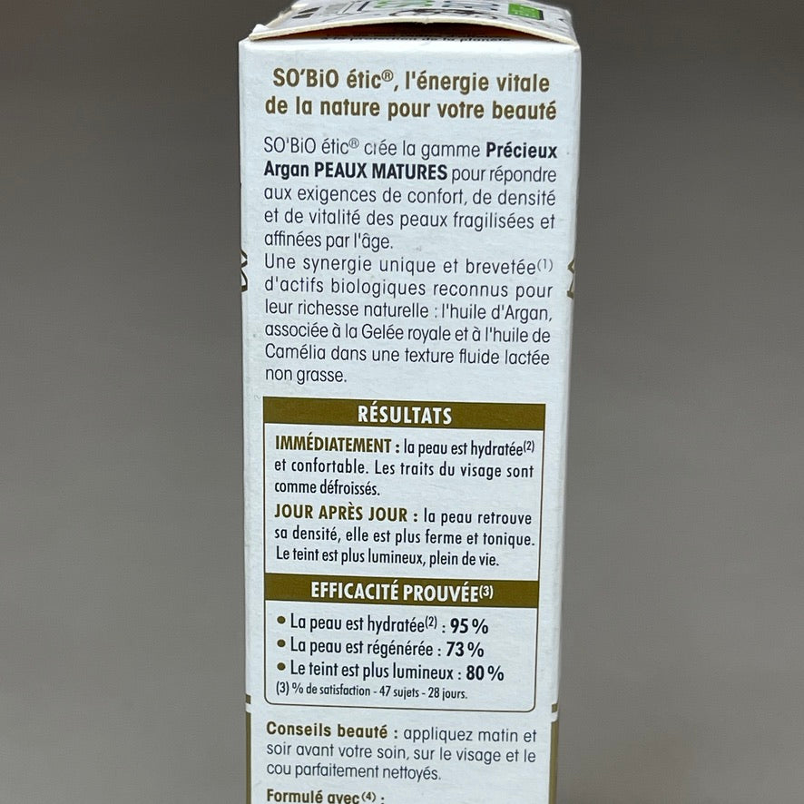 SO BIO etic Precious Argan Moisturizing Regenerating Face Serum Organic Anti-Aging & Firming for Dry Skin & Deep Hydration 1 fl oz (New)