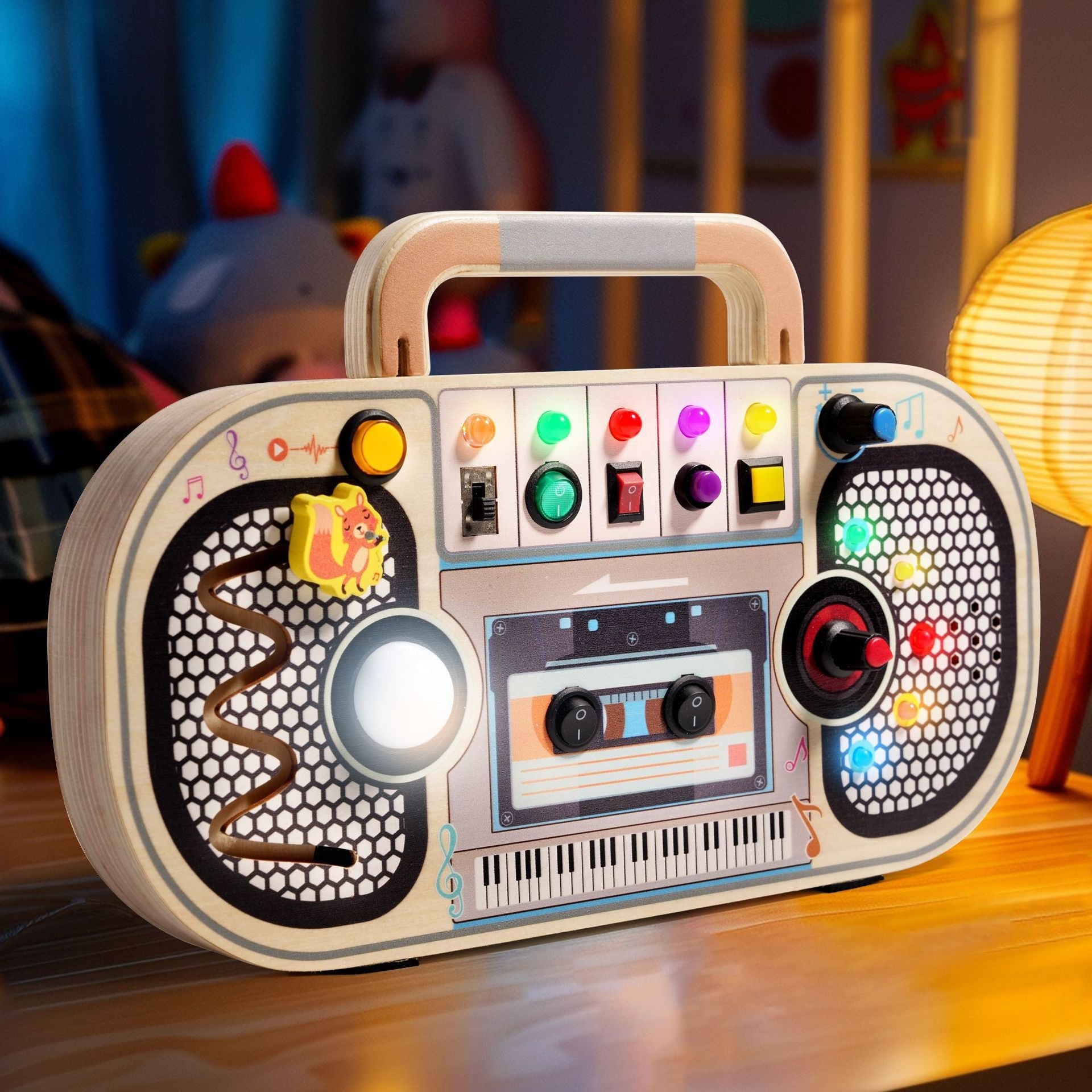 Children's wooden early education toys, switches, circuit recorders, busy boards, enlightenment, hands-on cognition, new LED lights