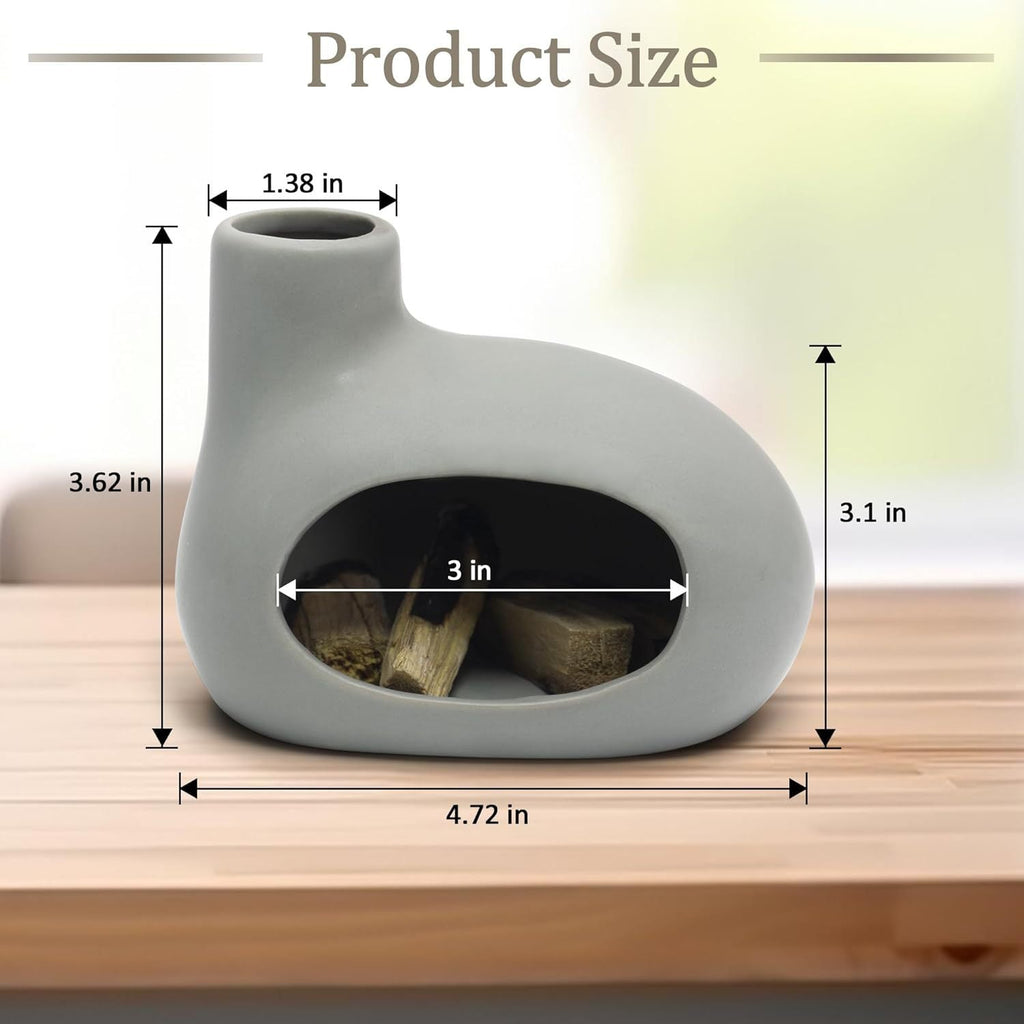 Ceramic Incense Burner with Palo Santo and Sage for Aromatherapy