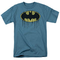 Batman Dripping Brick Wall Shield Mens T Shirt Slate Officially Licensed