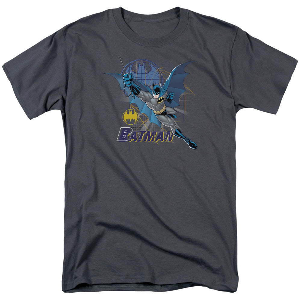 Batman Cape Outstretched Mens T Shirt Charcoal Officially Licensed