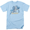 Batman Running Retro Mens T Shirt Light Blue Officially Licensed