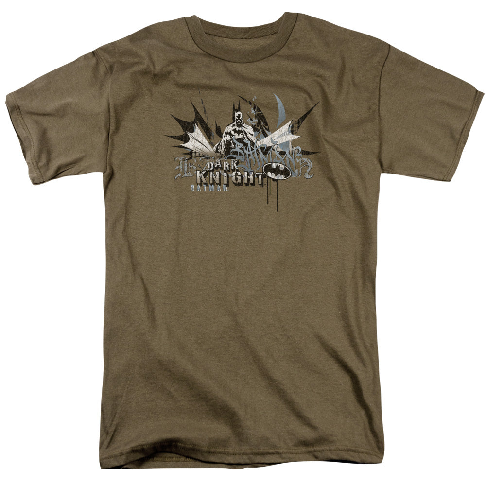 Batman Dark Knight Graffiti Mens T Shirt Safari Green Officially Licensed