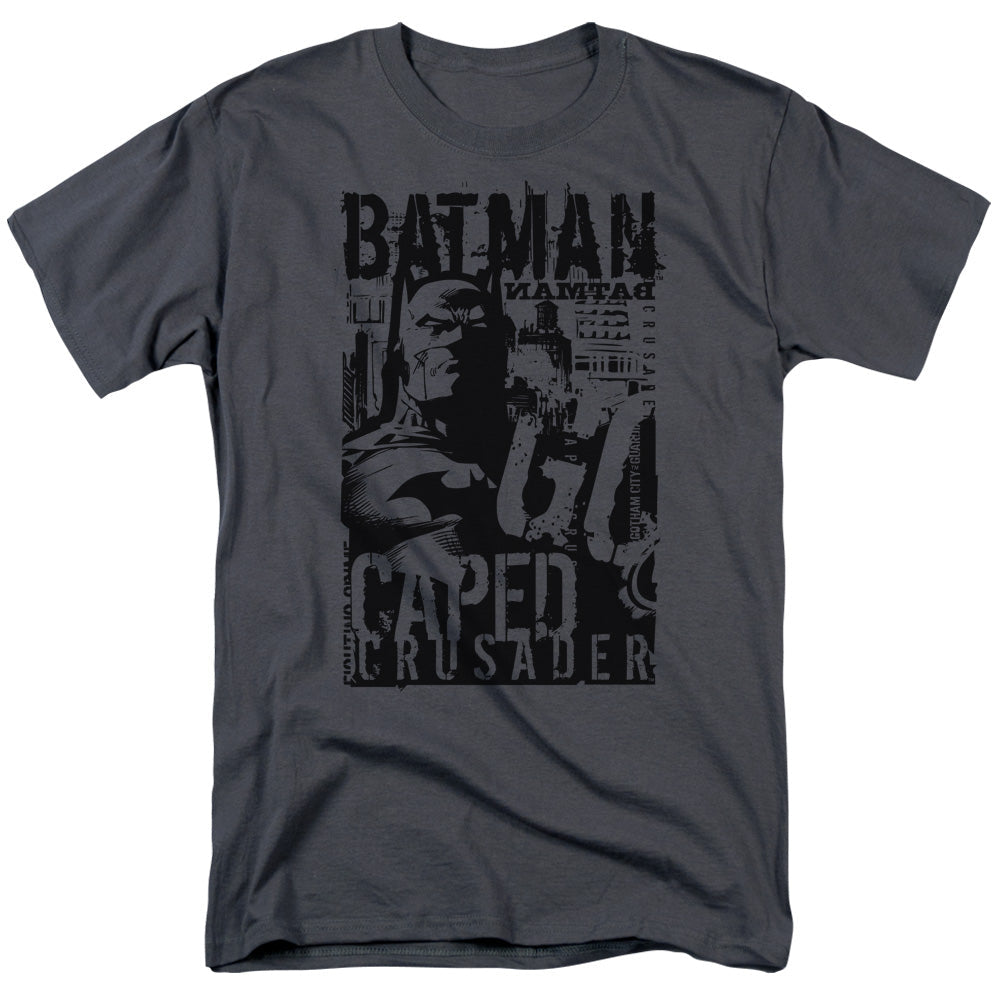 Batman Caped Crusader 2 Mens T Shirt Charcoal Officially Licensed