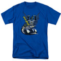 Batman By Air & By Land Mens T Shirt Royal Blue Officially Licensed