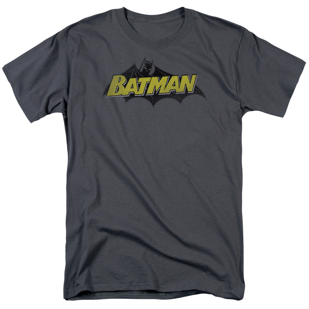 Batman Classic Comic Logo Mens T Shirt Charcoal Officially Licensed