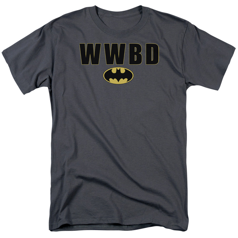 Batman Wwbd Logo Mens T Shirt Charcoal Officially Licensed