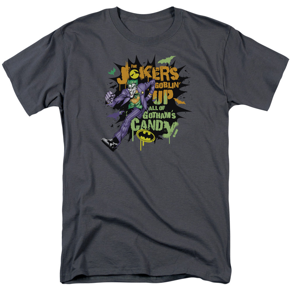 Batman Goblin Candy Mens T Shirt Charcoal Officially Licensed