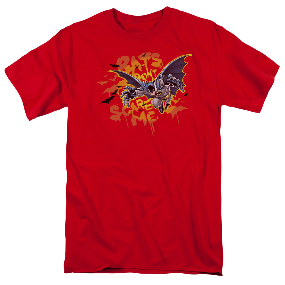 Batman Bats Dont Scare Me Mens T Shirt Red Officially Licensed