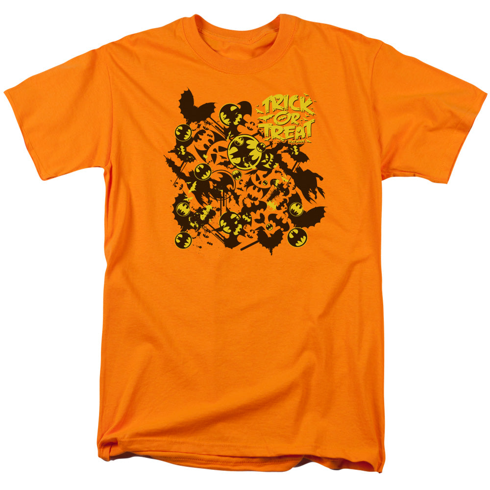 Batman Trick Or Treat Collage Mens T Shirt Orange Officially Licensed