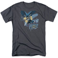Batman Into The Night Mens T Shirt Charcoal Officially Licensed