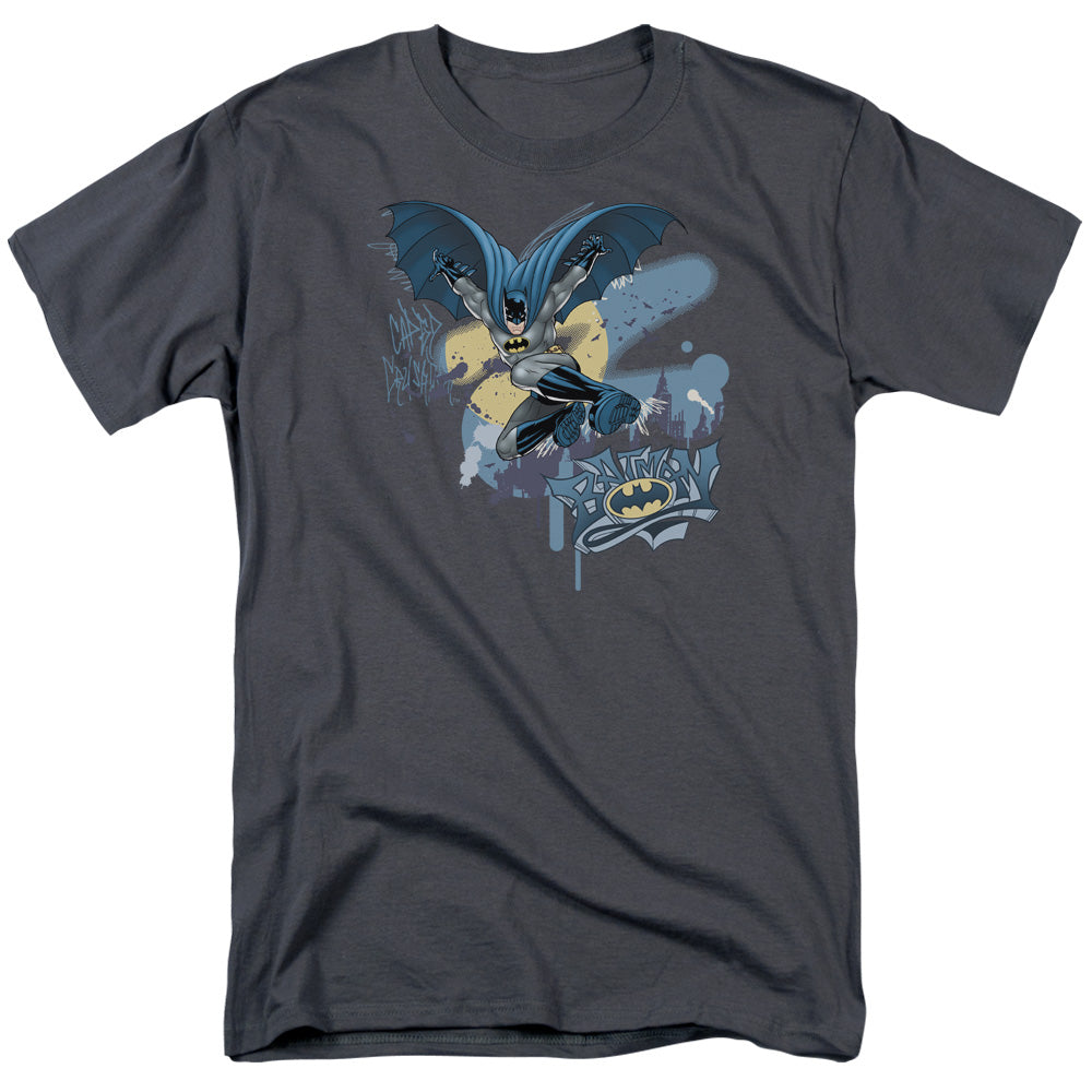 Batman Into The Night Mens T Shirt Charcoal Officially Licensed