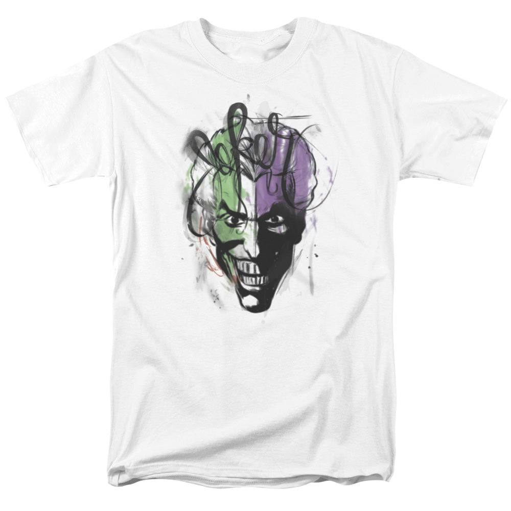 Batman Joker Airbrush Mens T Shirt White Officially Licensed