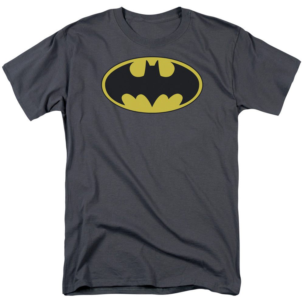Batman Classic Bat Logo Mens T Shirt Charcoal Officially Licensed