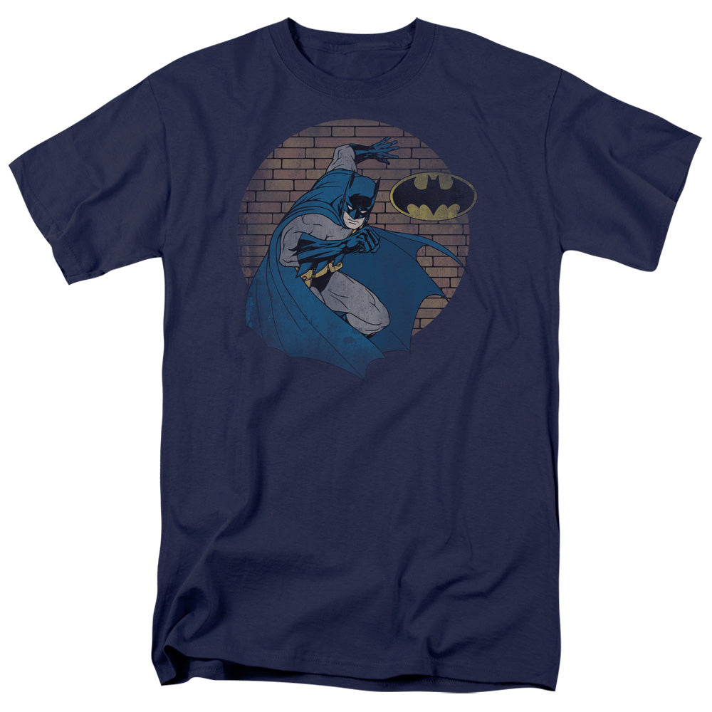 Batman In The Spotlight Mens T Shirt Navy Blue Officially Licensed