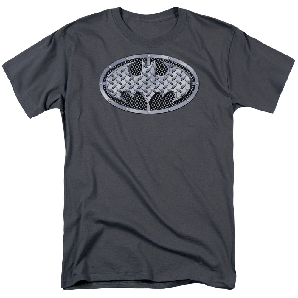 Batman Steel Mesh Shield Mens T Shirt Charcoal Officially Licensed