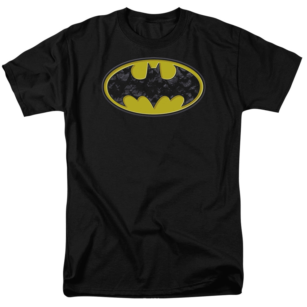 Batman Bats In Logo Mens T Shirt Black Officially Licensed
