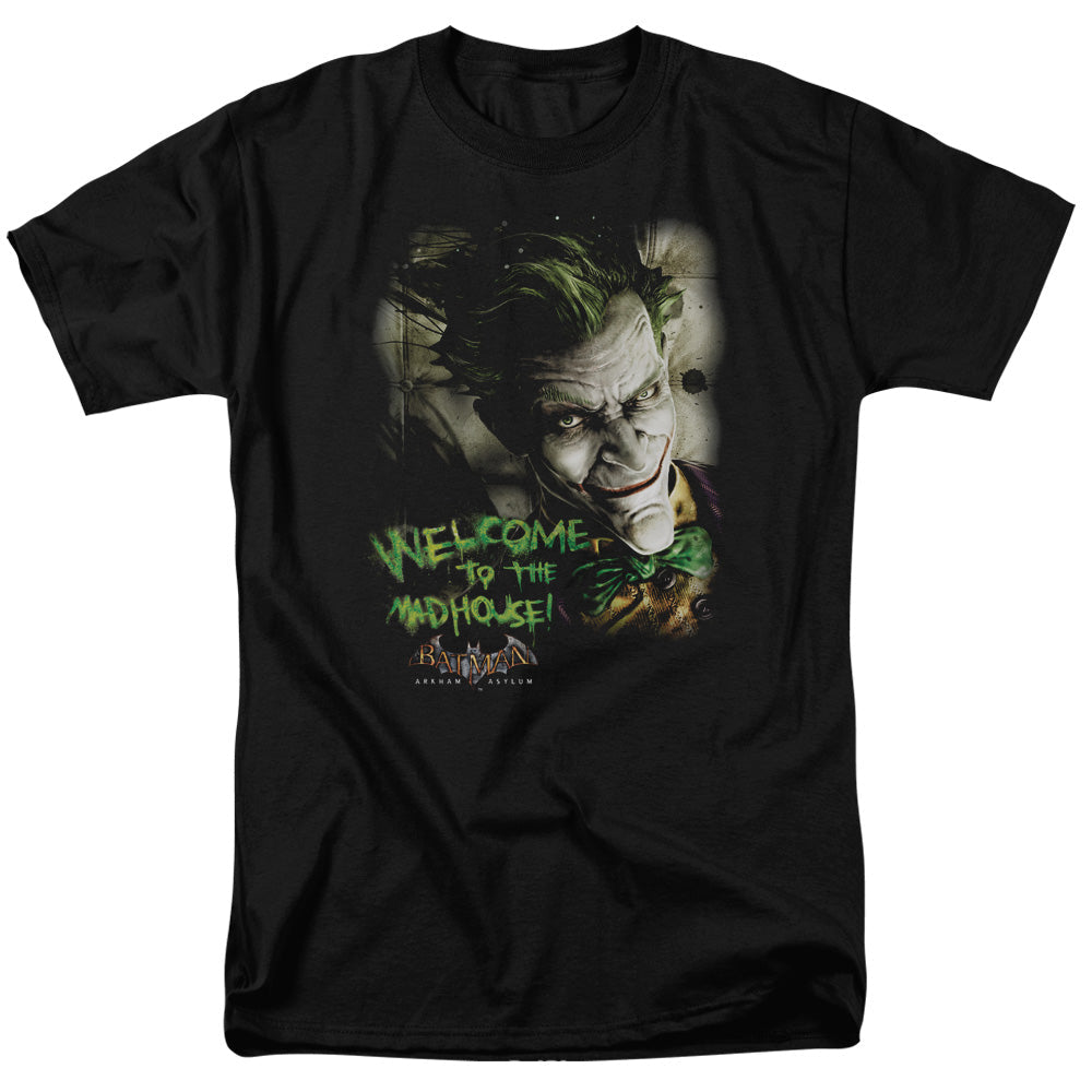 Batman Arkham Asylum Welcome To The Madhouse Mens T Shirt Black Officially Licensed