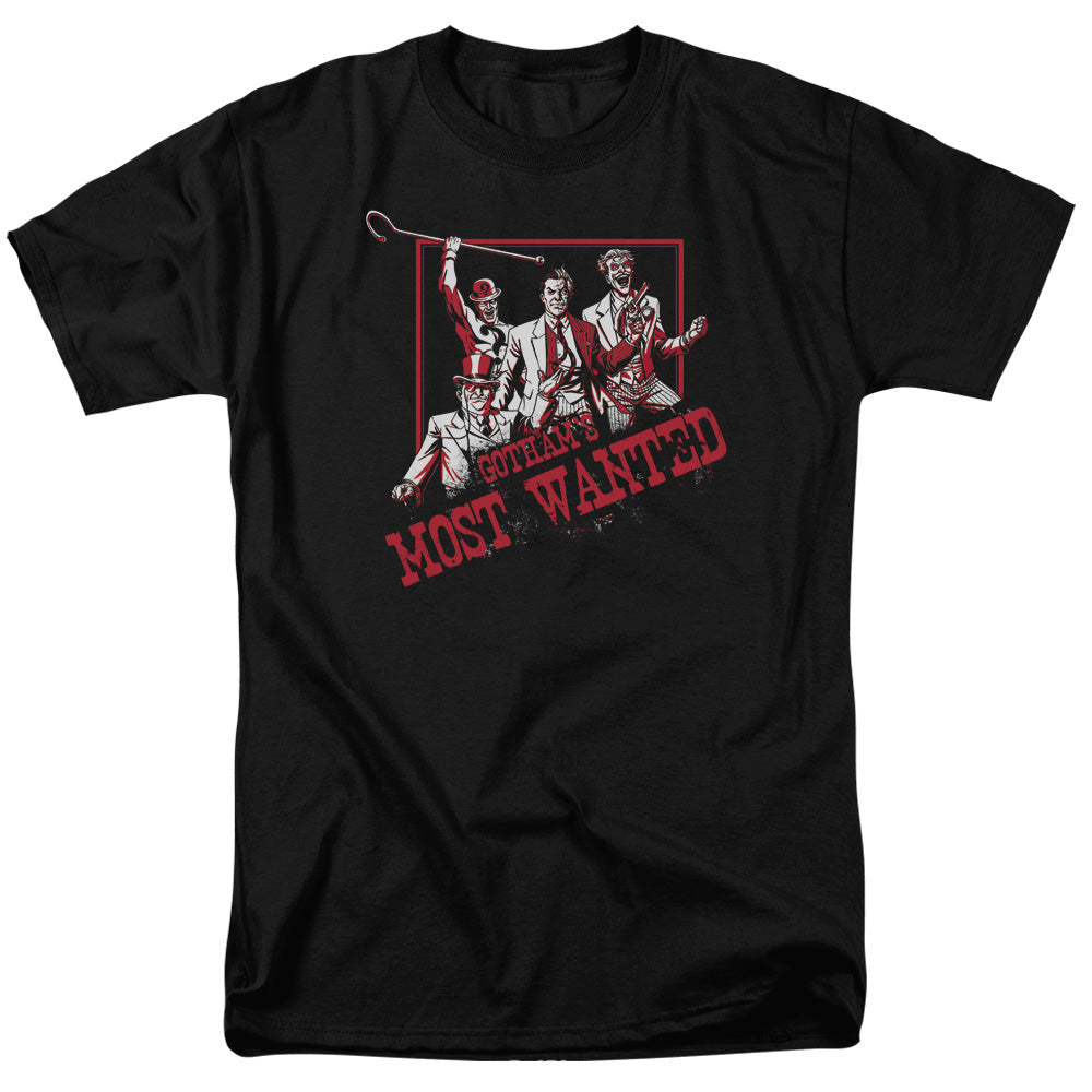 Batman Gothams Most Wanted Mens T Shirt Black Officially Licensed