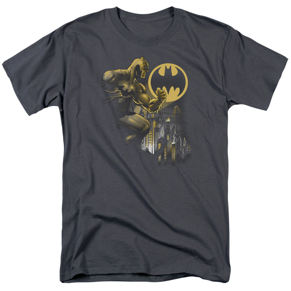Batman Bat Signal Mens T Shirt Charcoal Officially Licensed