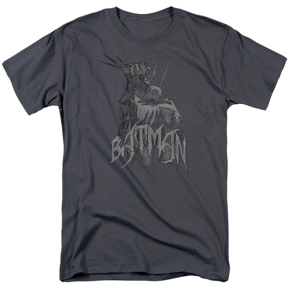 Batman Scary Right Hand Mens T Shirt Charcoal Officially Licensed